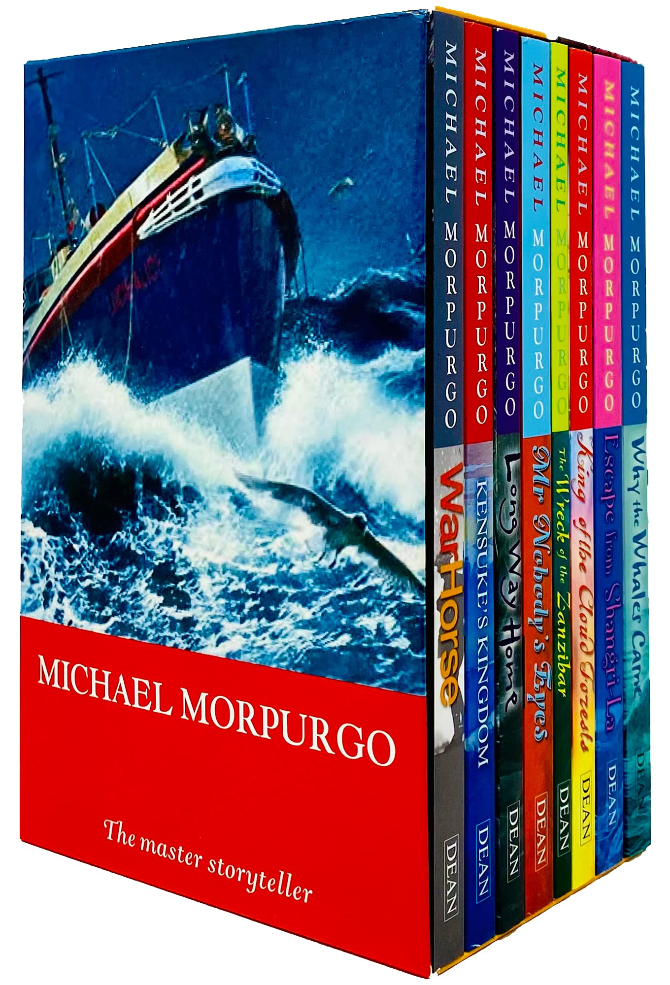 Michael Morpurgo Collection Childrens 8 Books Set Boxed (King of the Cloud Forests, Escape from Shangri-La, Why the Whales Came, Kensuke's Kingdom, Long Way Home, The Wreck of the Zanzibar, Mr Nobody's Eyes and War Horse)