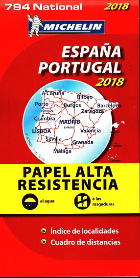 Spain & Portugal 2018 National Map 794. High-res paper